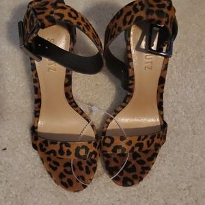 NWT SCHUTZ LEOPARD BLOCK HEEL
